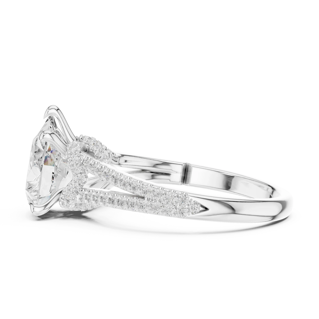 2.91 CTW Pear Cut Lab Diamond Split Pavé Shank Engagement Ring in 10K Gold