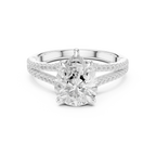 2.91 CTW Pear Cut Lab Diamond Split Pavé Shank Engagement Ring in 10K Gold