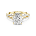 2.91 CTW Pear Cut Lab Diamond Split Pavé Shank Engagement Ring in 10K Gold