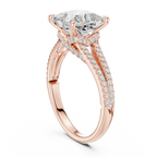 2.91 CTW Princess Cut Lab Diamond Split Pavé Shank Engagement Ring in 10K Gold