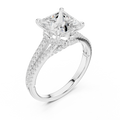 2.91 CTW Princess Cut Lab Diamond Split Pavé Shank Engagement Ring in 10K Gold