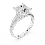 2.91 CTW Princess Cut Lab Diamond Split Pavé Shank Engagement Ring in 10K Gold