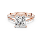 2.91 CTW Princess Cut Lab Diamond Split Pavé Shank Engagement Ring in 10K Gold