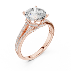2.91 CTW Round Cut Lab Diamond Split Pavé Shank Engagement Ring in 10K Gold