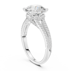 2.91 CTW Round Cut Lab Diamond Split Pavé Shank Engagement Ring in 10K Gold