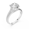 2.91 CTW Round Cut Lab Diamond Split Pavé Shank Engagement Ring in 10K Gold