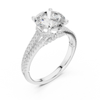 2.91 CTW Round Cut Lab Diamond Split Pavé Shank Engagement Ring in 10K Gold