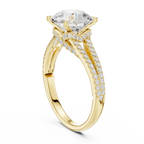 2.91 CTW Round Cut Lab Diamond Split Pavé Shank Engagement Ring in 10K Gold