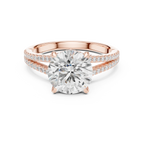 2.91 CTW Round Cut Lab Diamond Split Pavé Shank Engagement Ring in 10K Gold