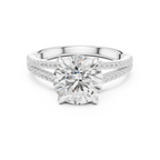 2.91 CTW Round Cut Lab Diamond Split Pavé Shank Engagement Ring in 10K Gold