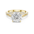2.91 CTW Round Cut Lab Diamond Split Pavé Shank Engagement Ring in 10K Gold