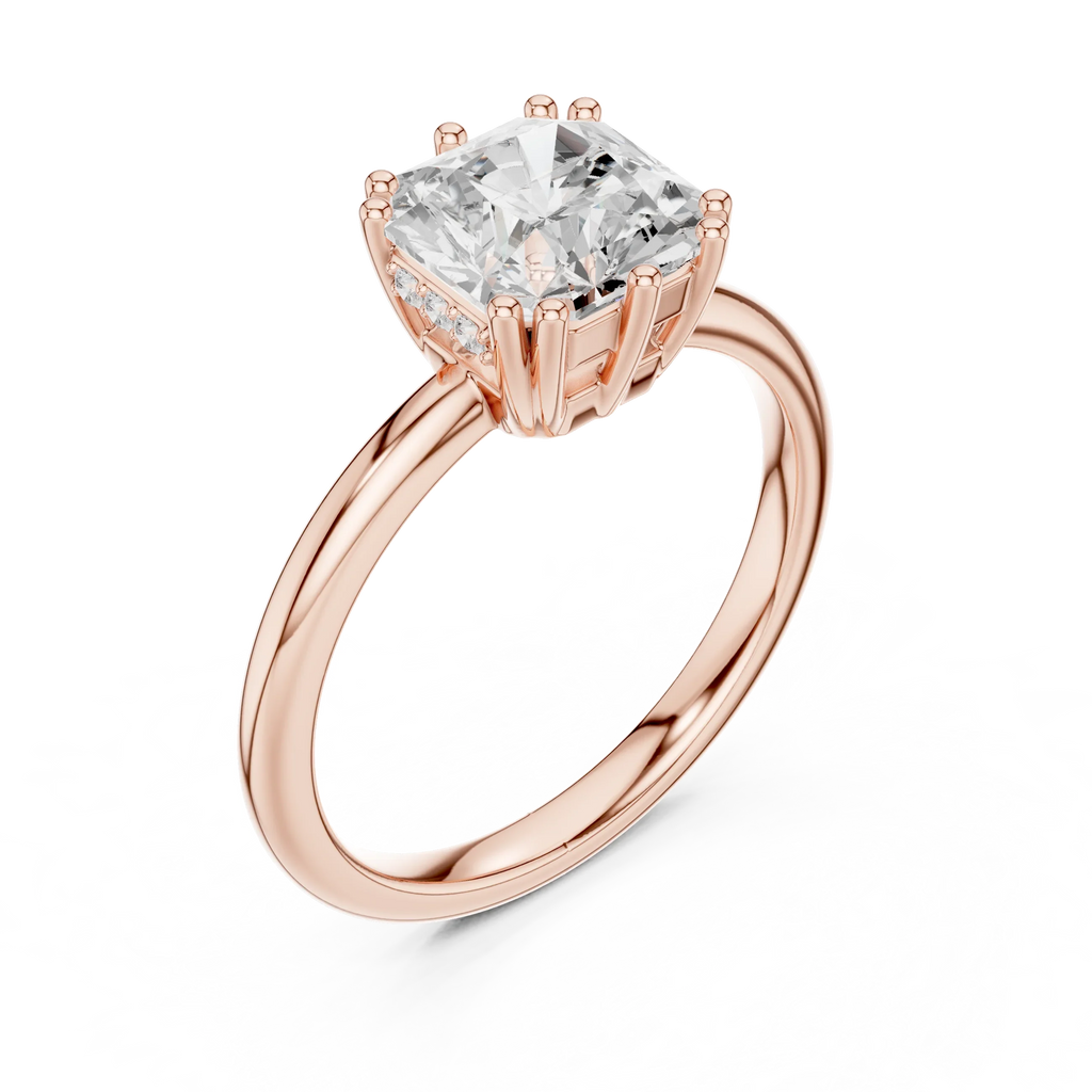 14K Yellow Gold 2.06 CTW Asscher Cut Moissanite Hidden Halo Engagement Diamond Ring