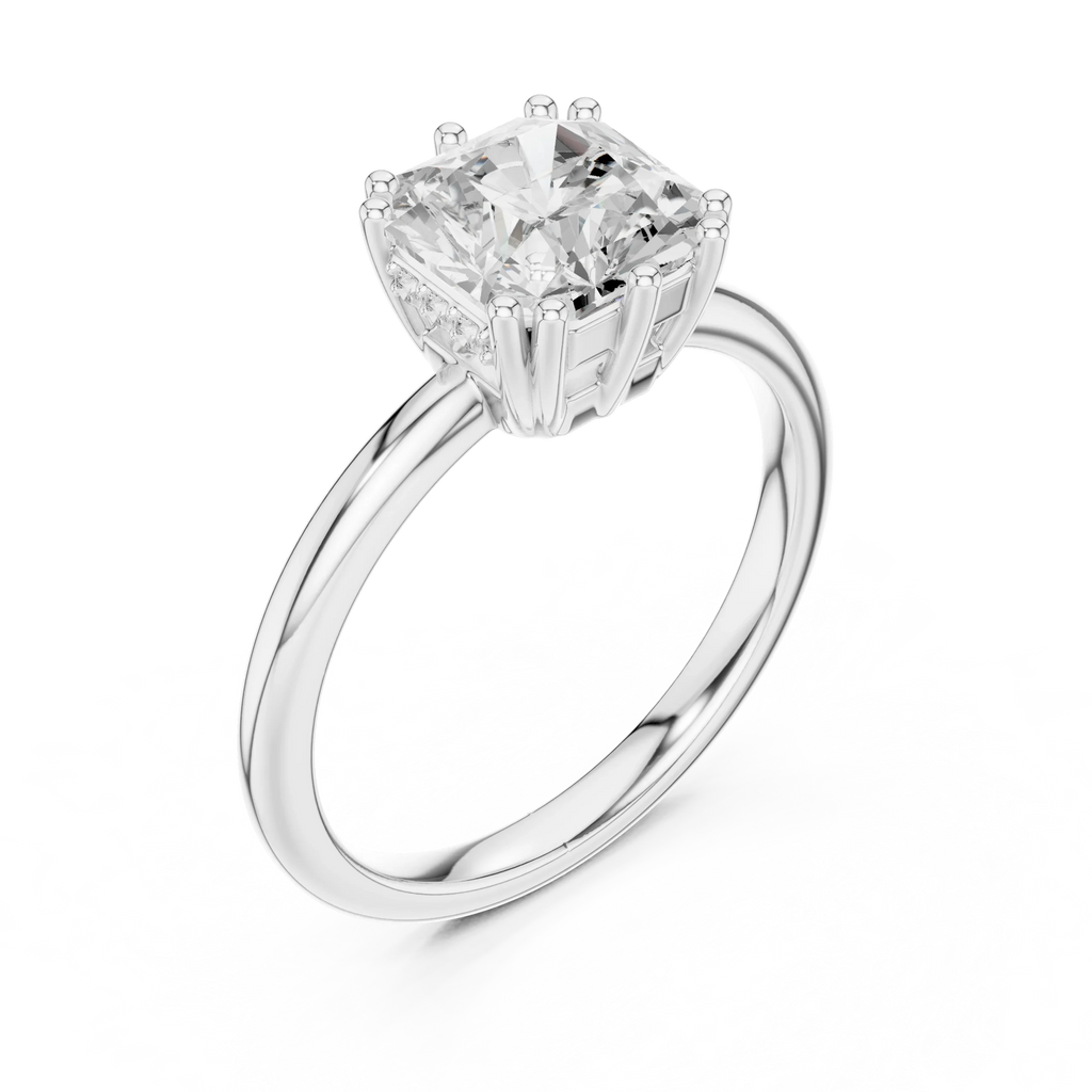 14K Yellow Gold 2.06 CTW Asscher Cut Moissanite Hidden Halo Engagement Diamond Ring