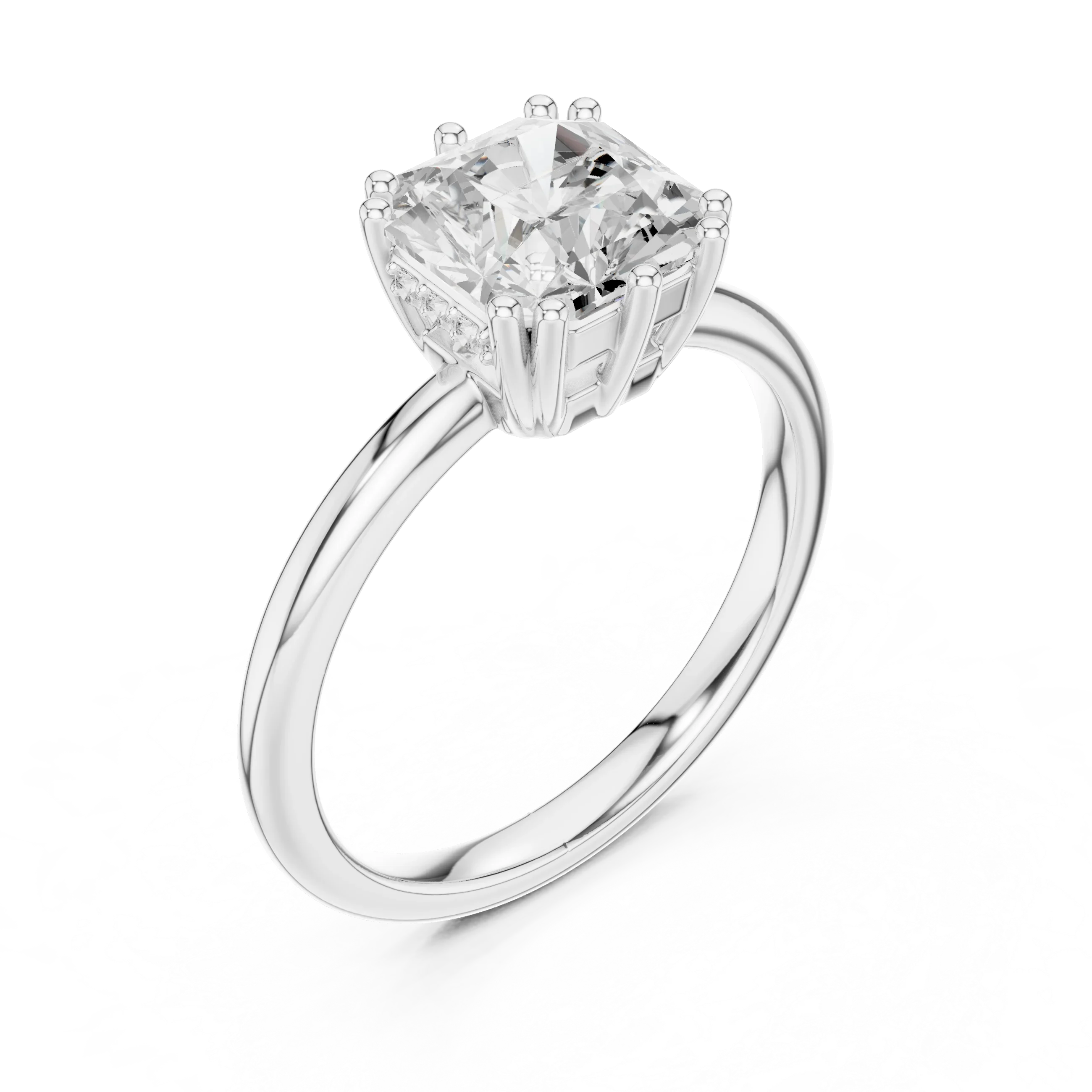 14K Yellow Gold 2.06 CTW Asscher Cut Moissanite Hidden Halo Engagement Diamond Ring