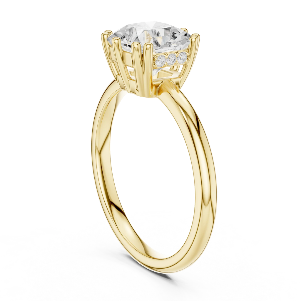14K Yellow Gold 2.06 CTW Asscher Cut Moissanite Hidden Halo Engagement Diamond Ring