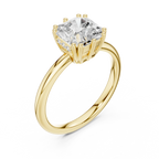 14K Yellow Gold 2.06 CTW Asscher Cut Moissanite Hidden Halo Engagement Diamond Ring
