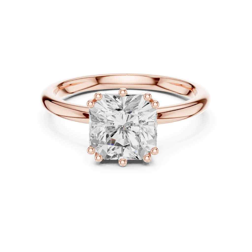 14K Yellow Gold 2.06 CTW Asscher Cut Moissanite Hidden Halo Engagement Diamond Ring