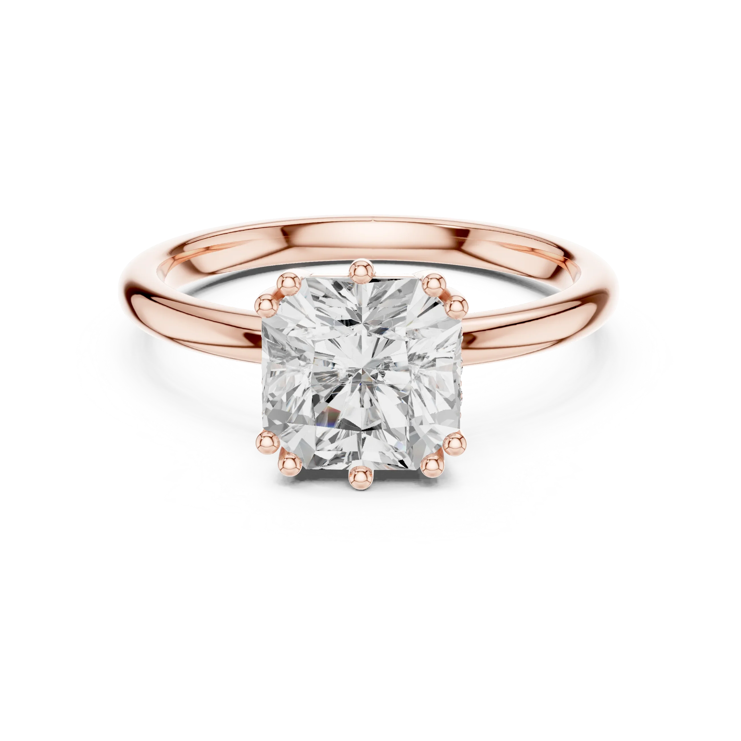 14K Yellow Gold 2.06 CTW Asscher Cut Moissanite Hidden Halo Engagement Diamond Ring