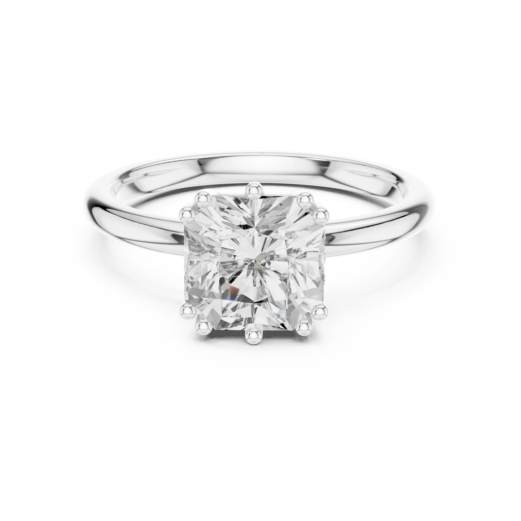 14K Yellow Gold 2.06 CTW Asscher Cut Moissanite Hidden Halo Engagement Diamond Ring