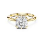 14K Yellow Gold 2.06 CTW Asscher Cut Moissanite Hidden Halo Engagement Diamond Ring