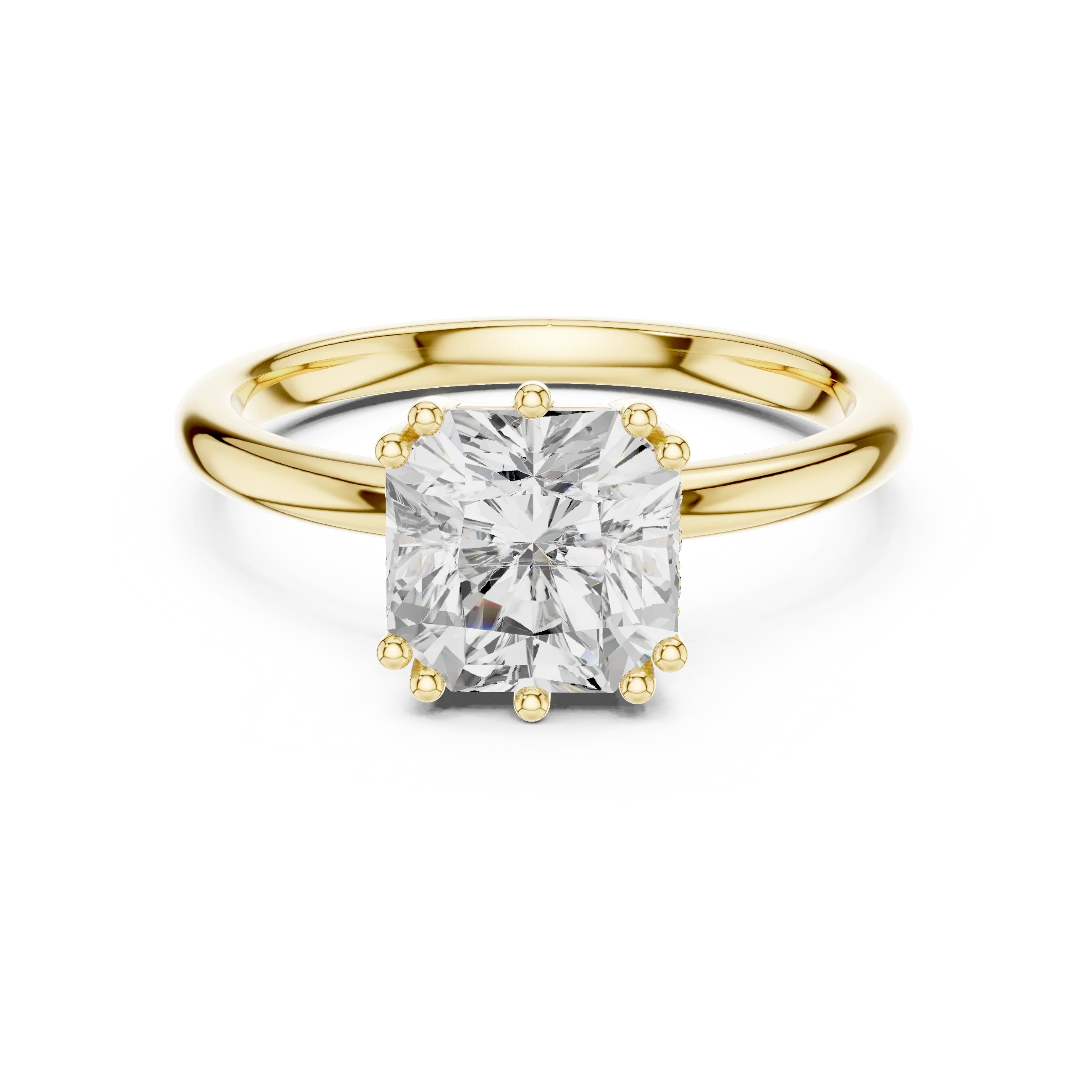 14K Yellow Gold 2.06 CTW Asscher Cut Moissanite Hidden Halo Engagement Diamond Ring