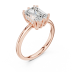 14K Yellow Gold 2.06 CTW Emerald Cut Moissanite Hidden Halo Engagement Diamond Ring