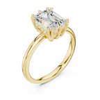 14K Yellow Gold 2.06 CTW Emerald Cut Moissanite Hidden Halo Engagement Diamond Ring