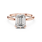 14K Yellow Gold 2.06 CTW Emerald Cut Moissanite Hidden Halo Engagement Diamond Ring