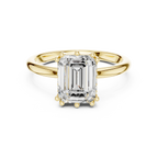 14K Yellow Gold 2.06 CTW Emerald Cut Moissanite Hidden Halo Engagement Diamond Ring