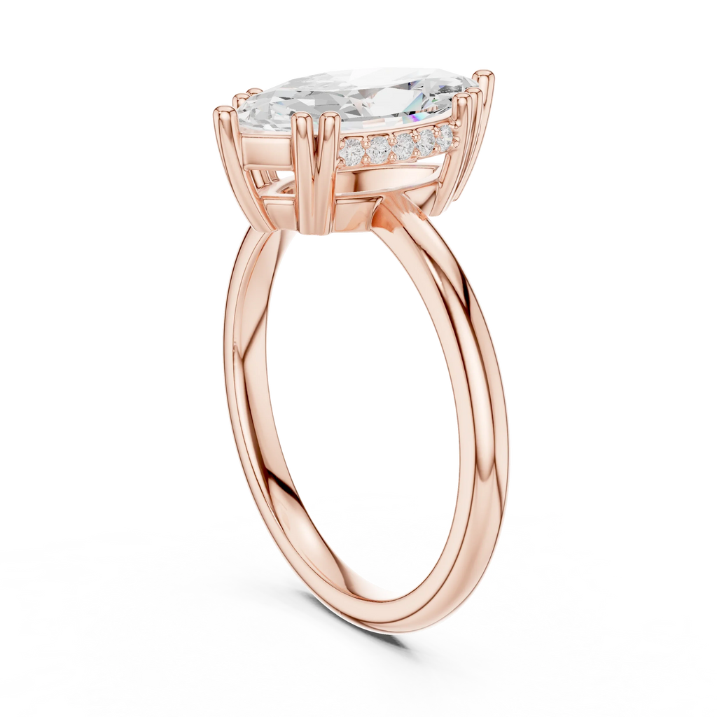 14K Yellow Gold 2.06 CTW Marquise Cut Moissanite Hidden Halo Engagement Diamond Ring