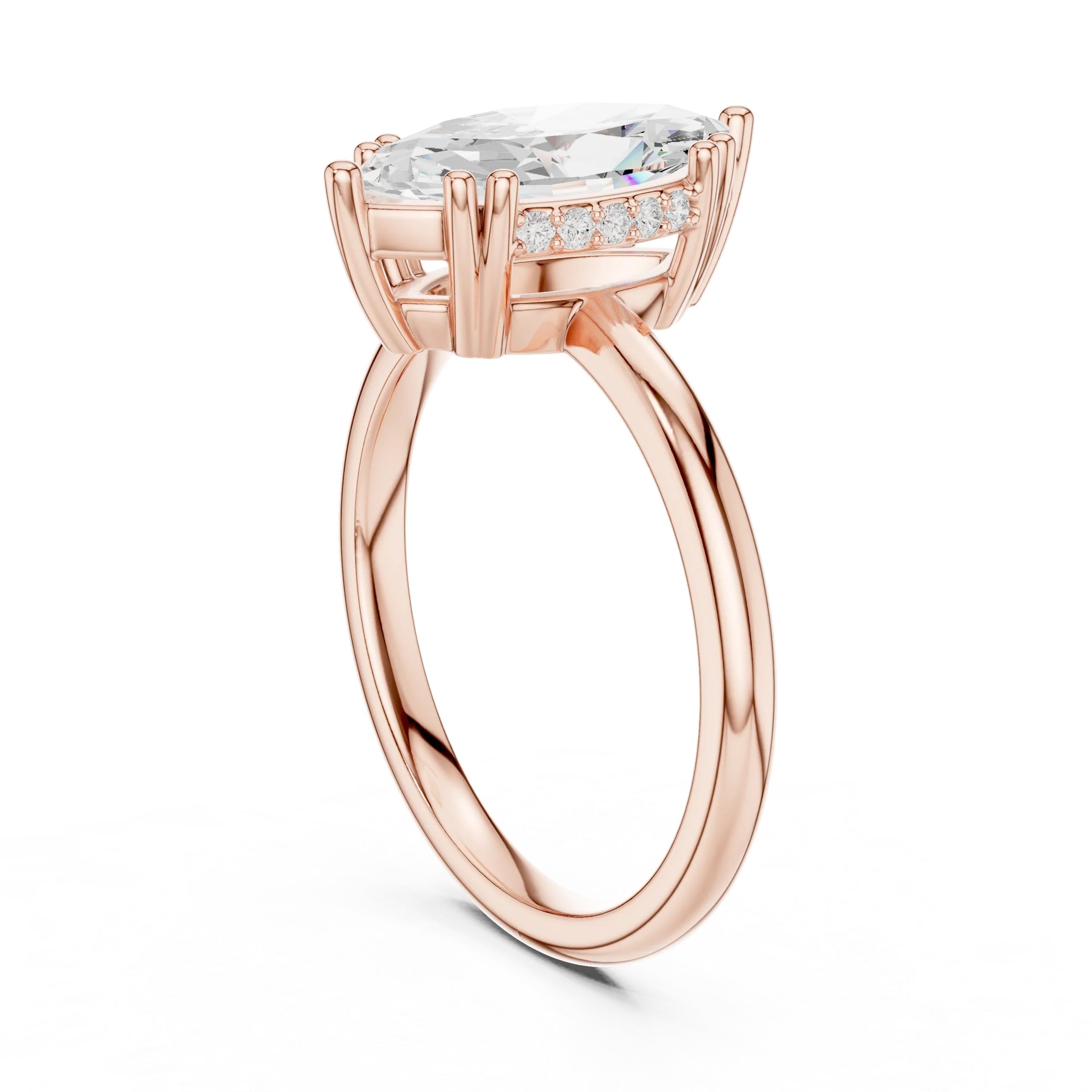 14K Yellow Gold 2.06 CTW Marquise Cut Moissanite Hidden Halo Engagement Diamond Ring