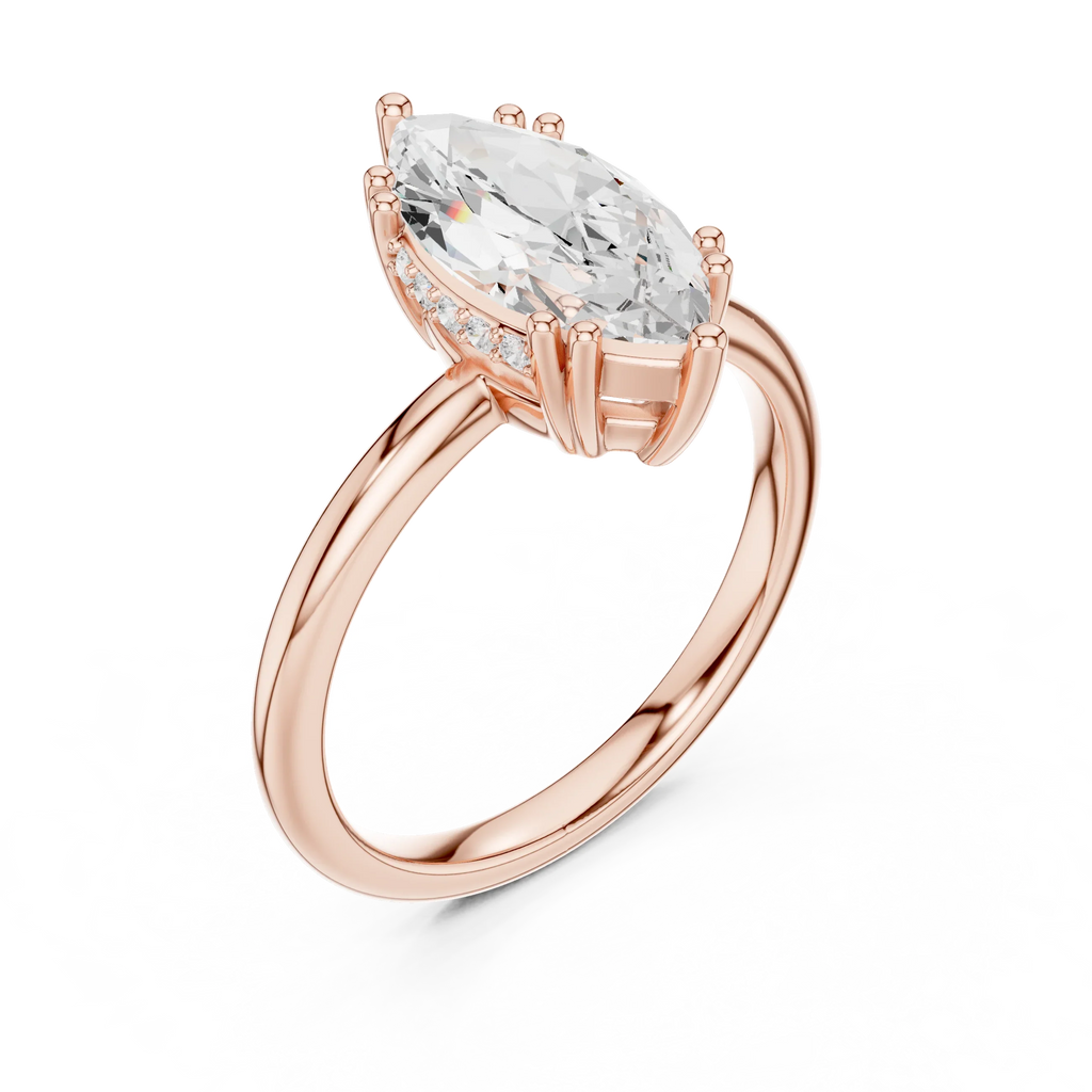 14K Yellow Gold 2.06 CTW Marquise Cut Moissanite Hidden Halo Engagement Diamond Ring
