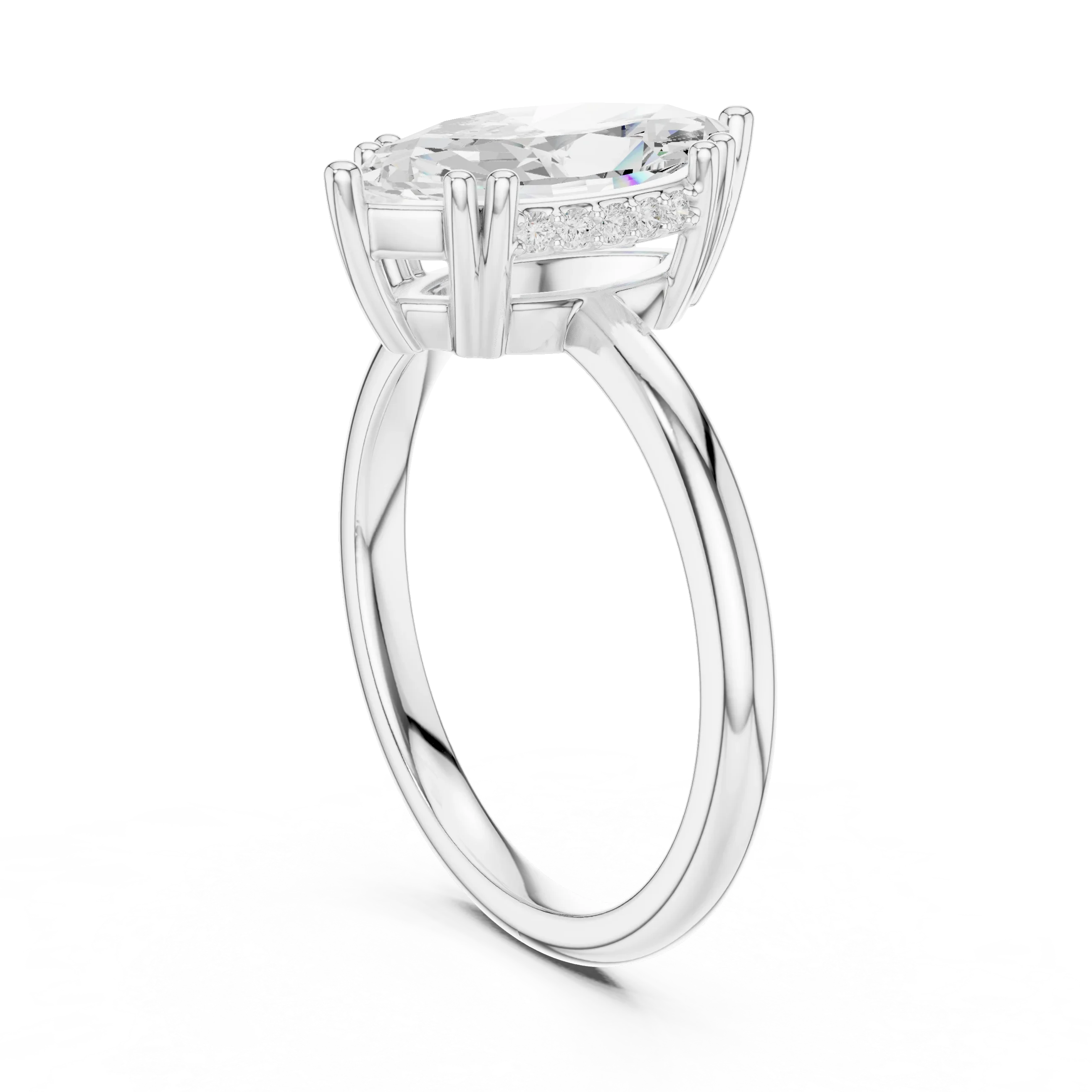 14K Yellow Gold 2.06 CTW Marquise Cut Moissanite Hidden Halo Engagement Diamond Ring