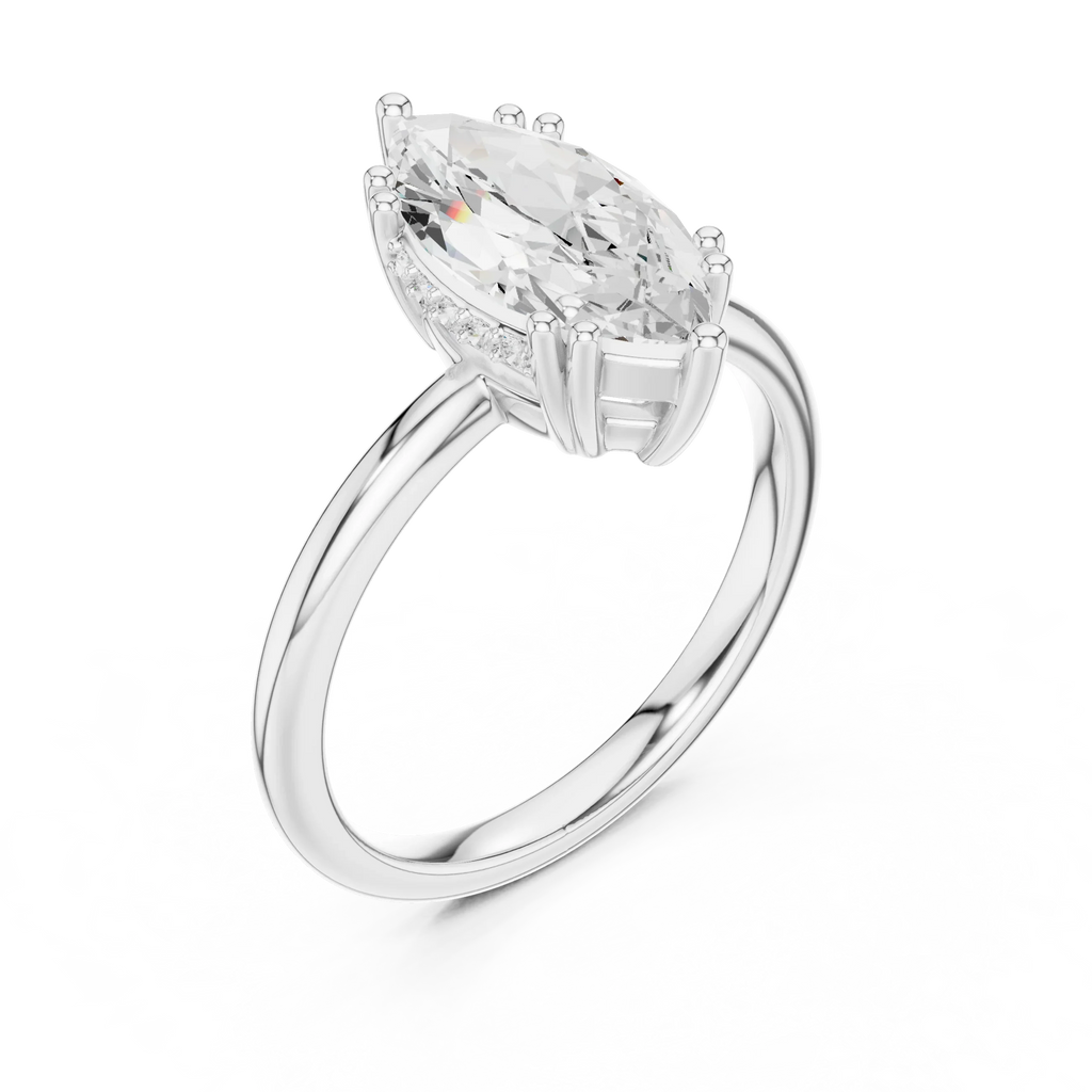 14K Yellow Gold 2.06 CTW Marquise Cut Moissanite Hidden Halo Engagement Diamond Ring