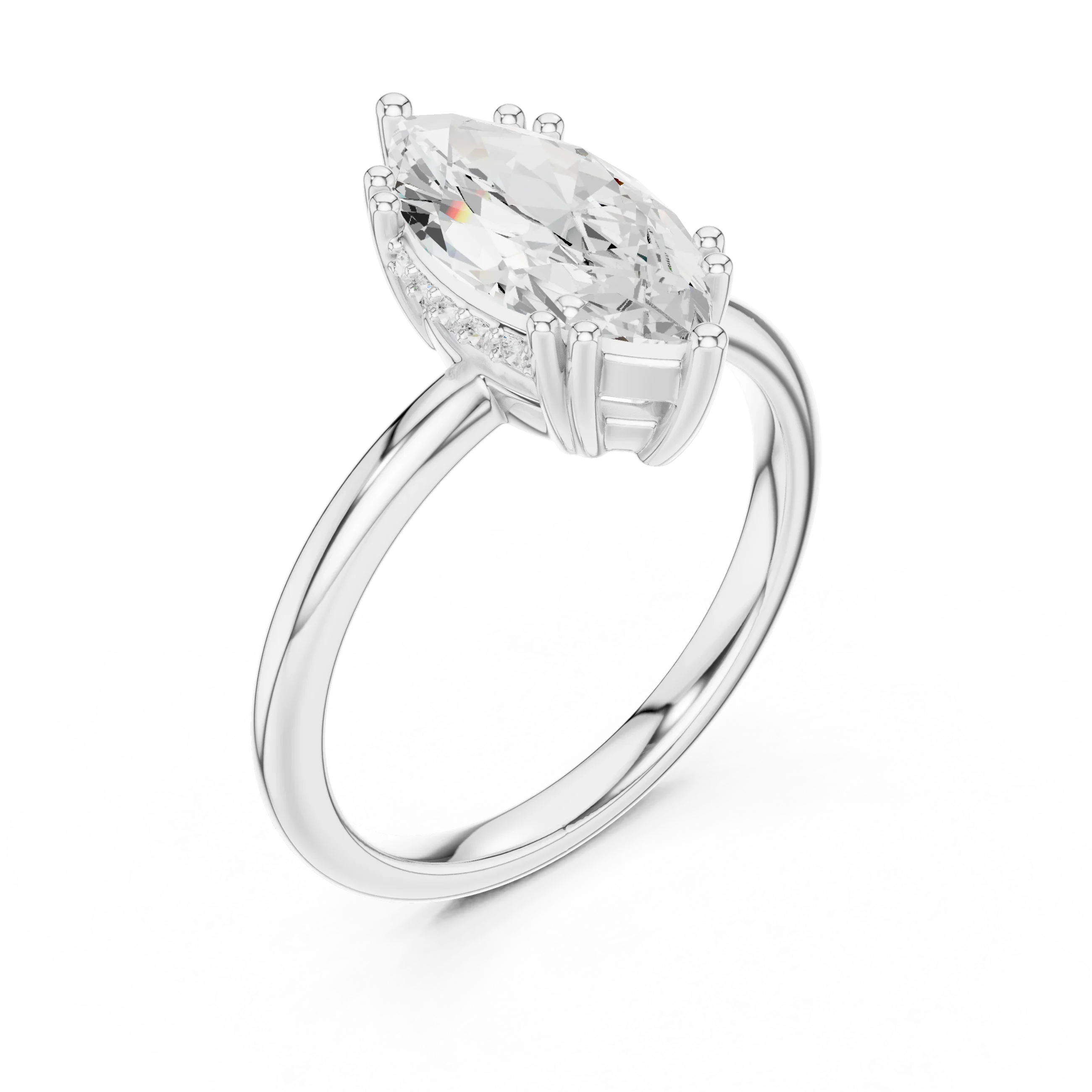 14K Yellow Gold 2.06 CTW Marquise Cut Moissanite Hidden Halo Engagement Diamond Ring
