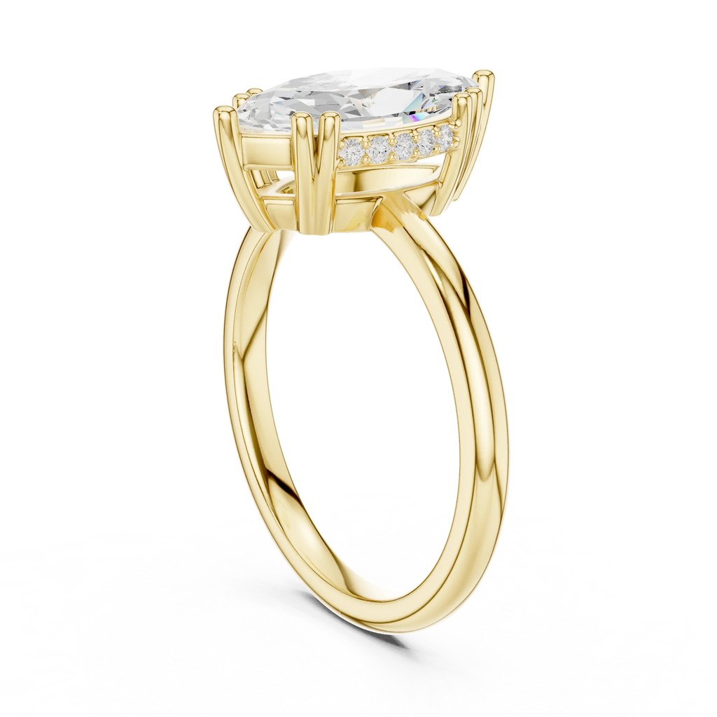 14K Yellow Gold 2.06 CTW Marquise Cut Moissanite Hidden Halo Engagement Diamond Ring