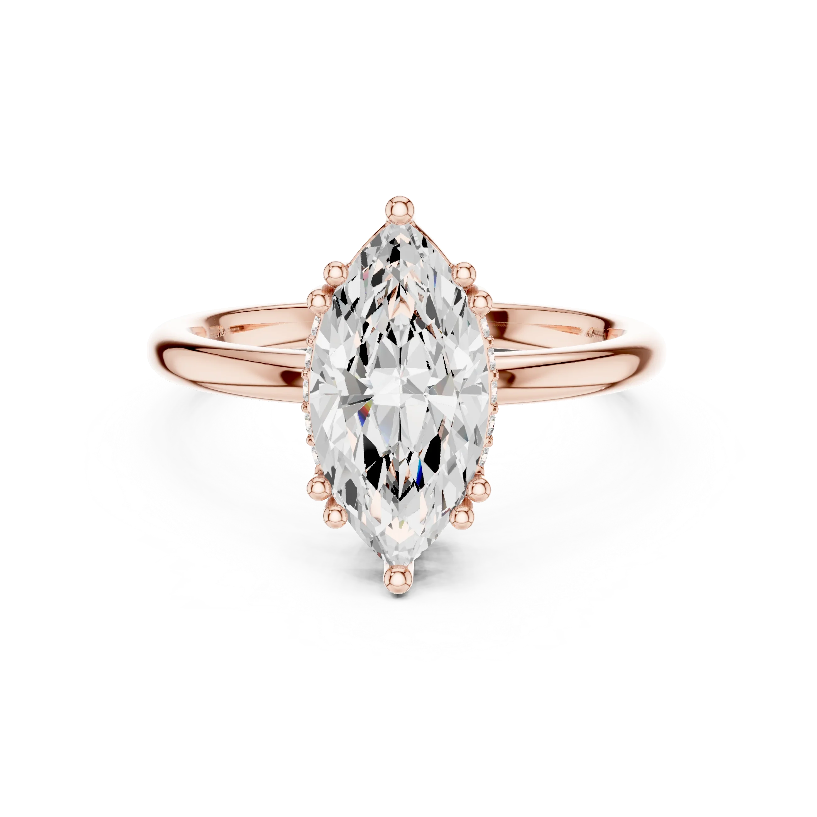 14K Yellow Gold 2.06 CTW Marquise Cut Moissanite Hidden Halo Engagement Diamond Ring