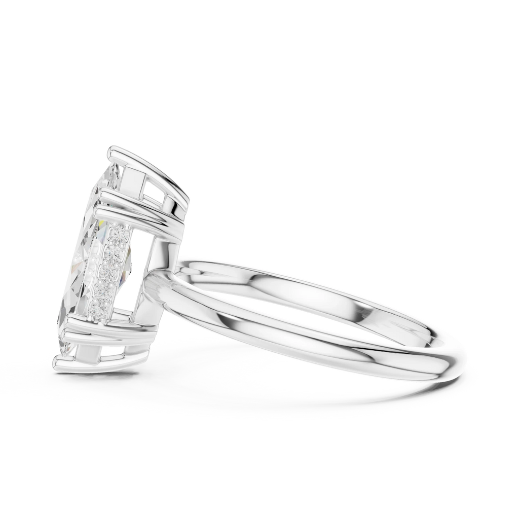 14K Yellow Gold 2.06 CTW Marquise Cut Moissanite Hidden Halo Engagement Diamond Ring