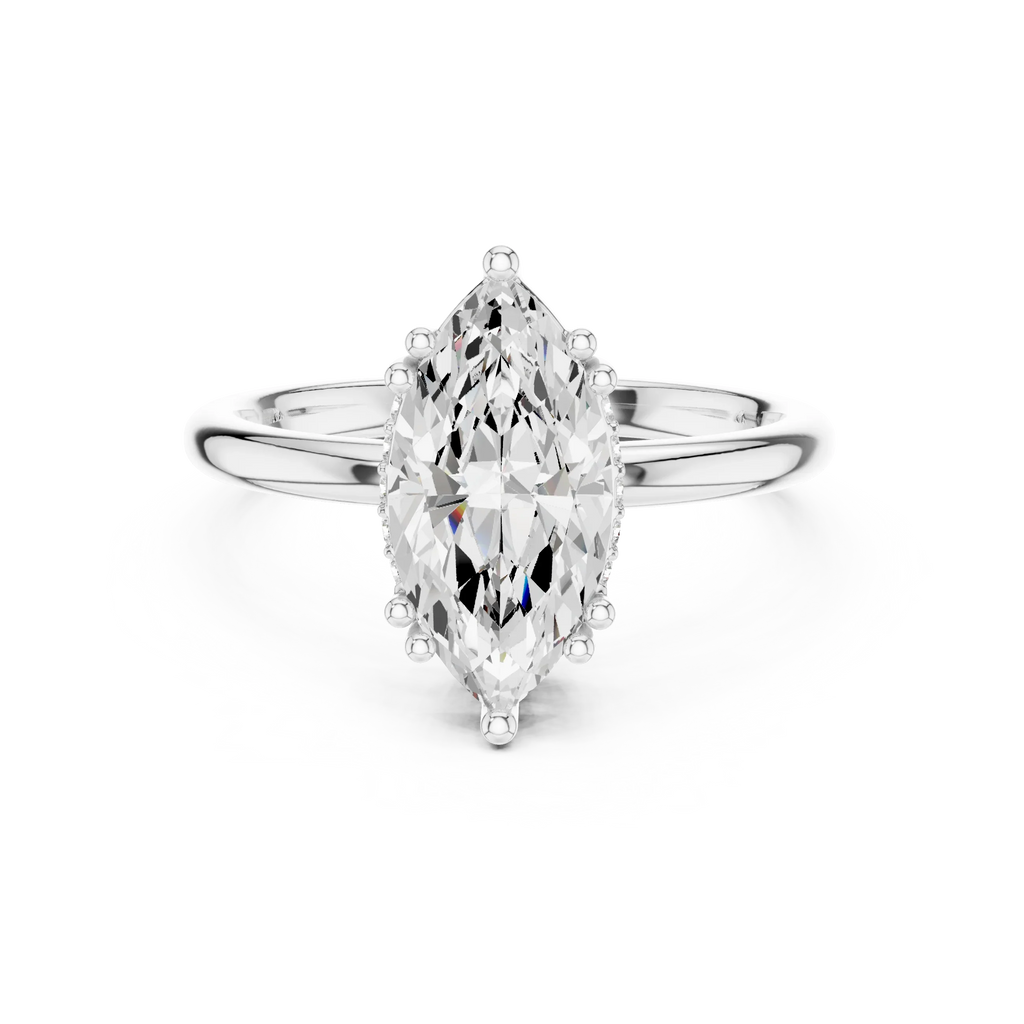 14K Yellow Gold 2.06 CTW Marquise Cut Moissanite Hidden Halo Engagement Diamond Ring
