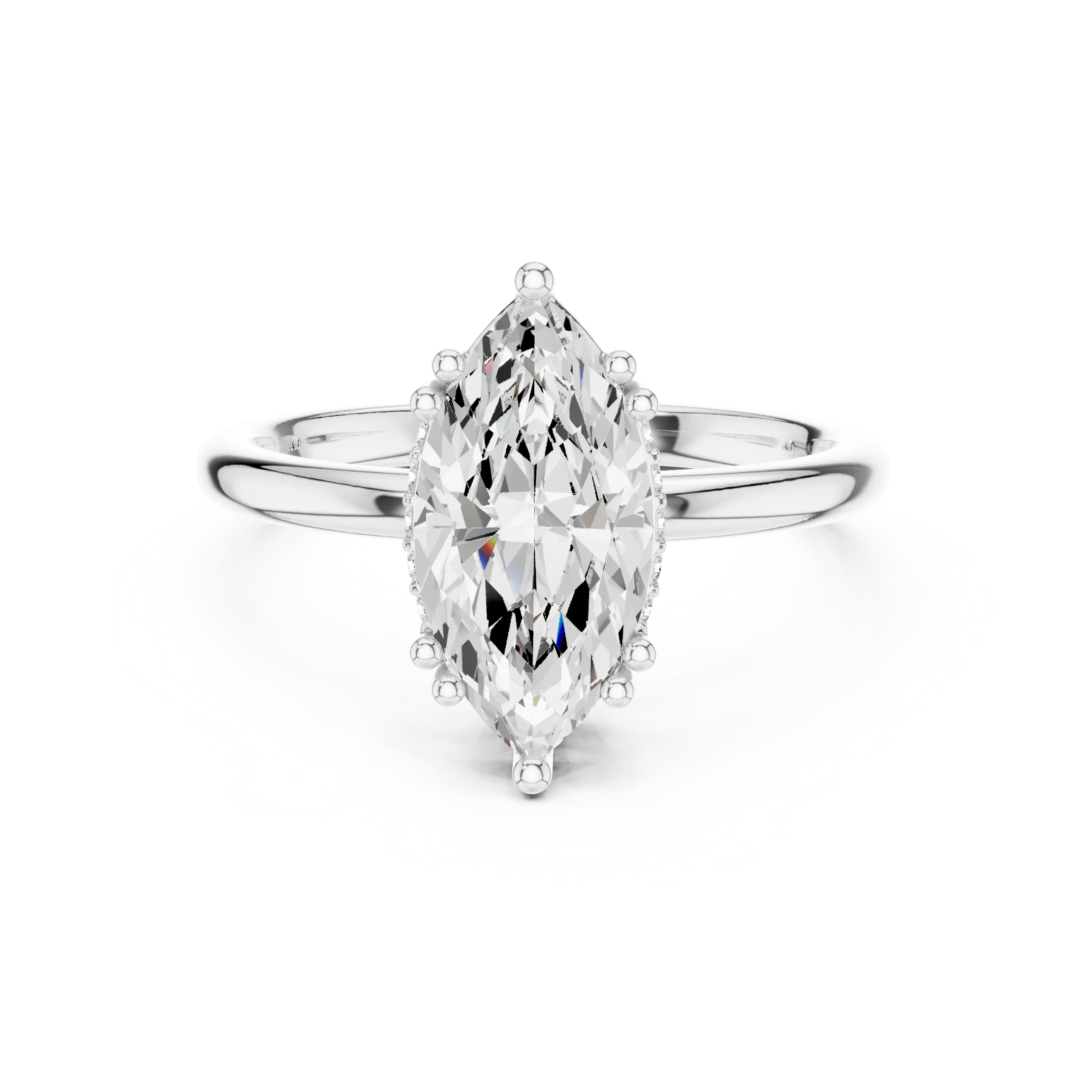 14K Yellow Gold 2.06 CTW Marquise Cut Moissanite Hidden Halo Engagement Diamond Ring