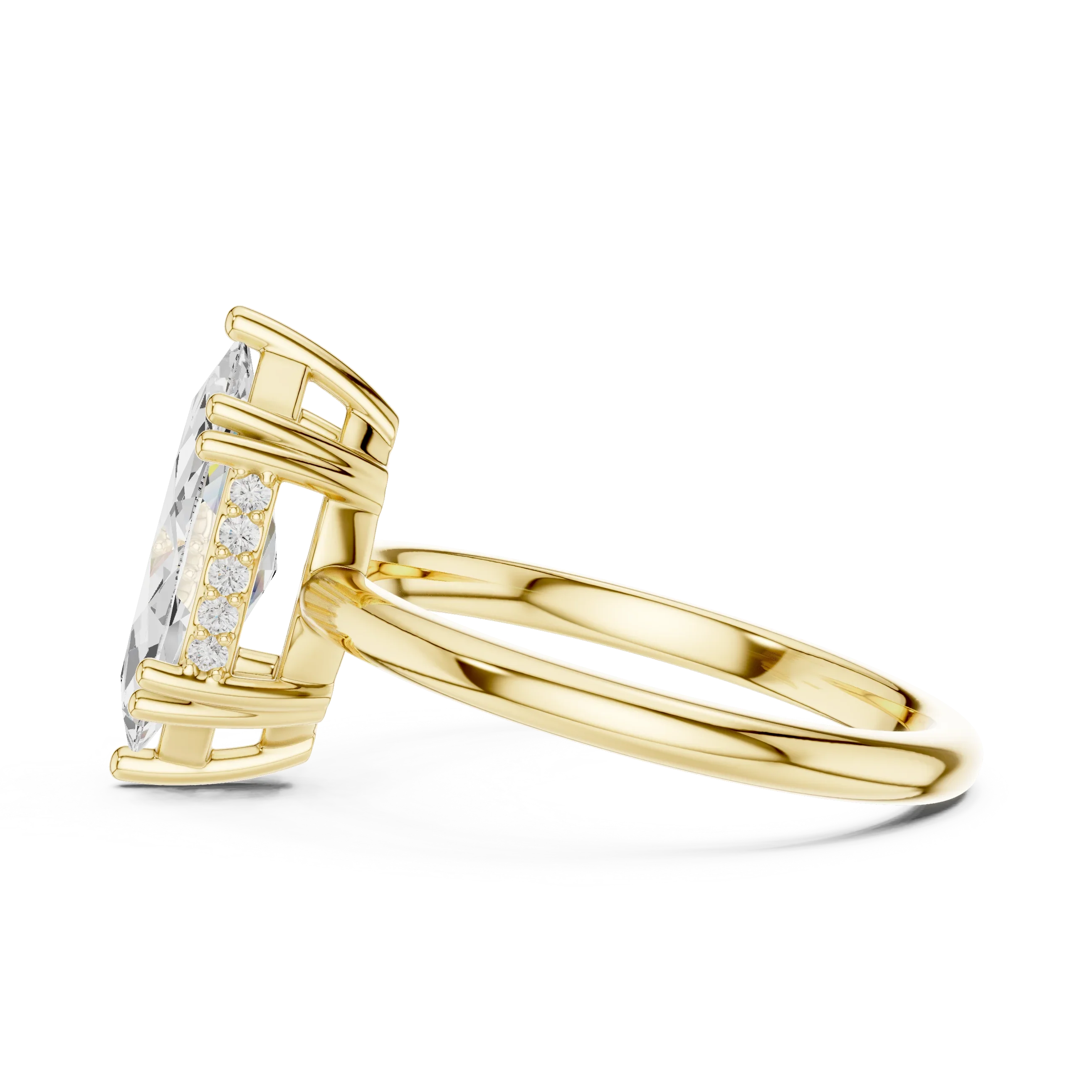 14K Yellow Gold 2.06 CTW Marquise Cut Moissanite Hidden Halo Engagement Diamond Ring