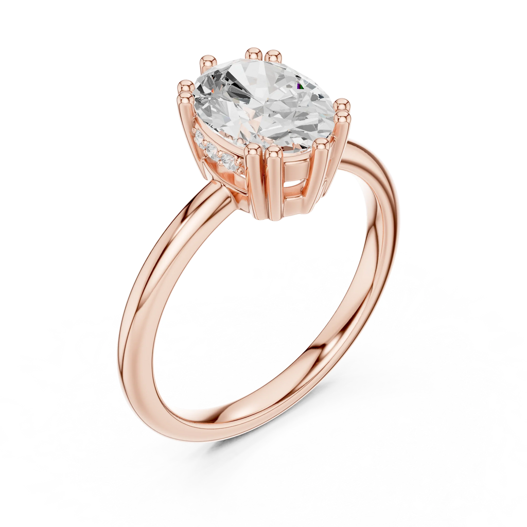 14K Yellow Gold 2.06 CTW Oval Cut Moissanite Hidden Halo Engagement Diamond Ring