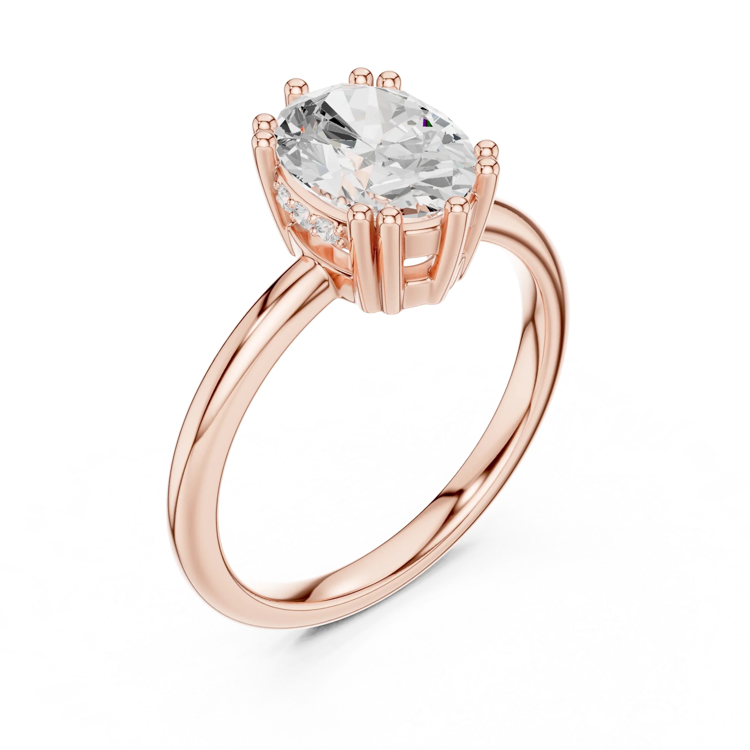 14K Yellow Gold 2.06 CTW Oval Cut Moissanite Hidden Halo Engagement Diamond Ring
