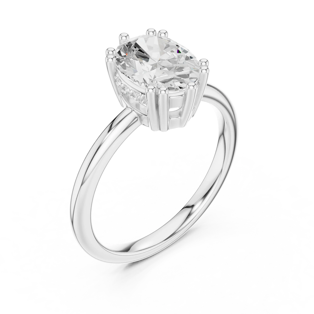 14K Yellow Gold 2.06 CTW Oval Cut Moissanite Hidden Halo Engagement Diamond Ring