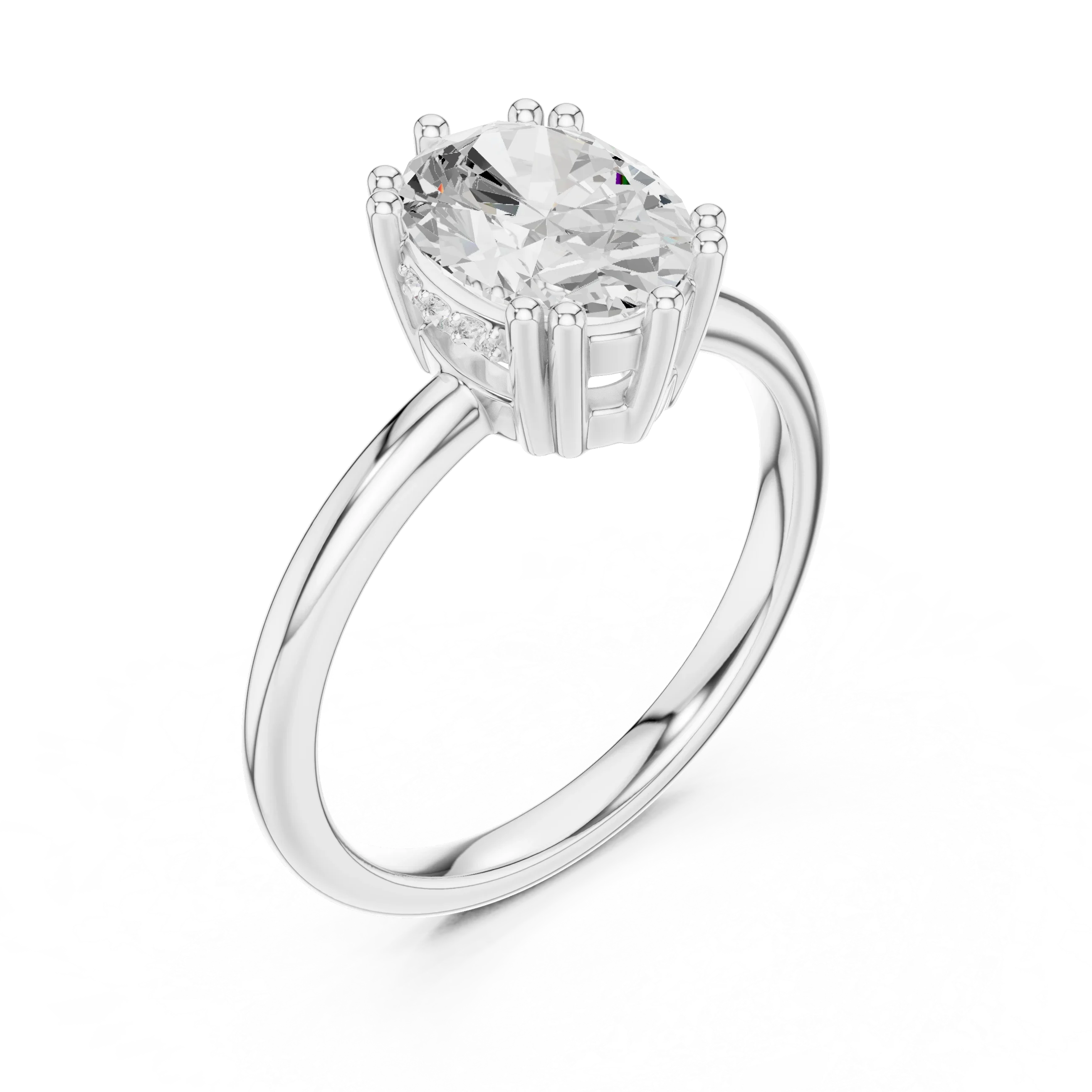 14K Yellow Gold 2.06 CTW Oval Cut Moissanite Hidden Halo Engagement Diamond Ring