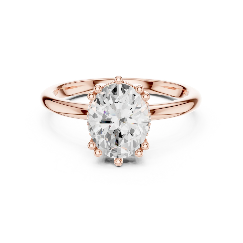 14K Yellow Gold 2.06 CTW Oval Cut Moissanite Hidden Halo Engagement Diamond Ring