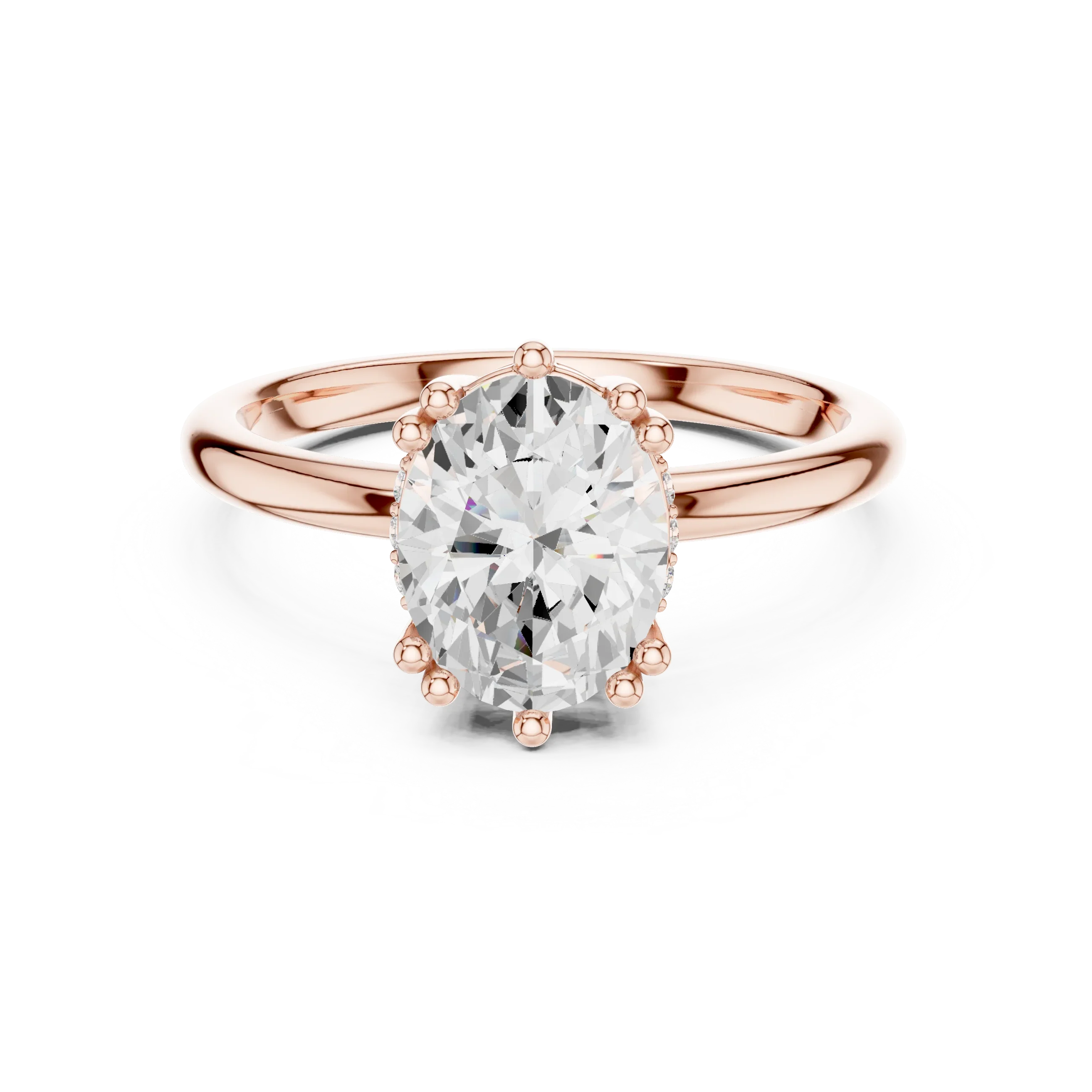 14K Yellow Gold 2.06 CTW Oval Cut Moissanite Hidden Halo Engagement Diamond Ring