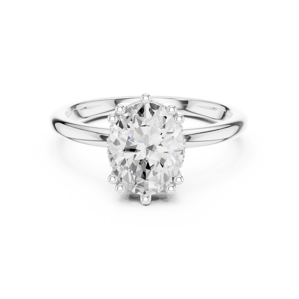 14K Yellow Gold 2.06 CTW Oval Cut Moissanite Hidden Halo Engagement Diamond Ring