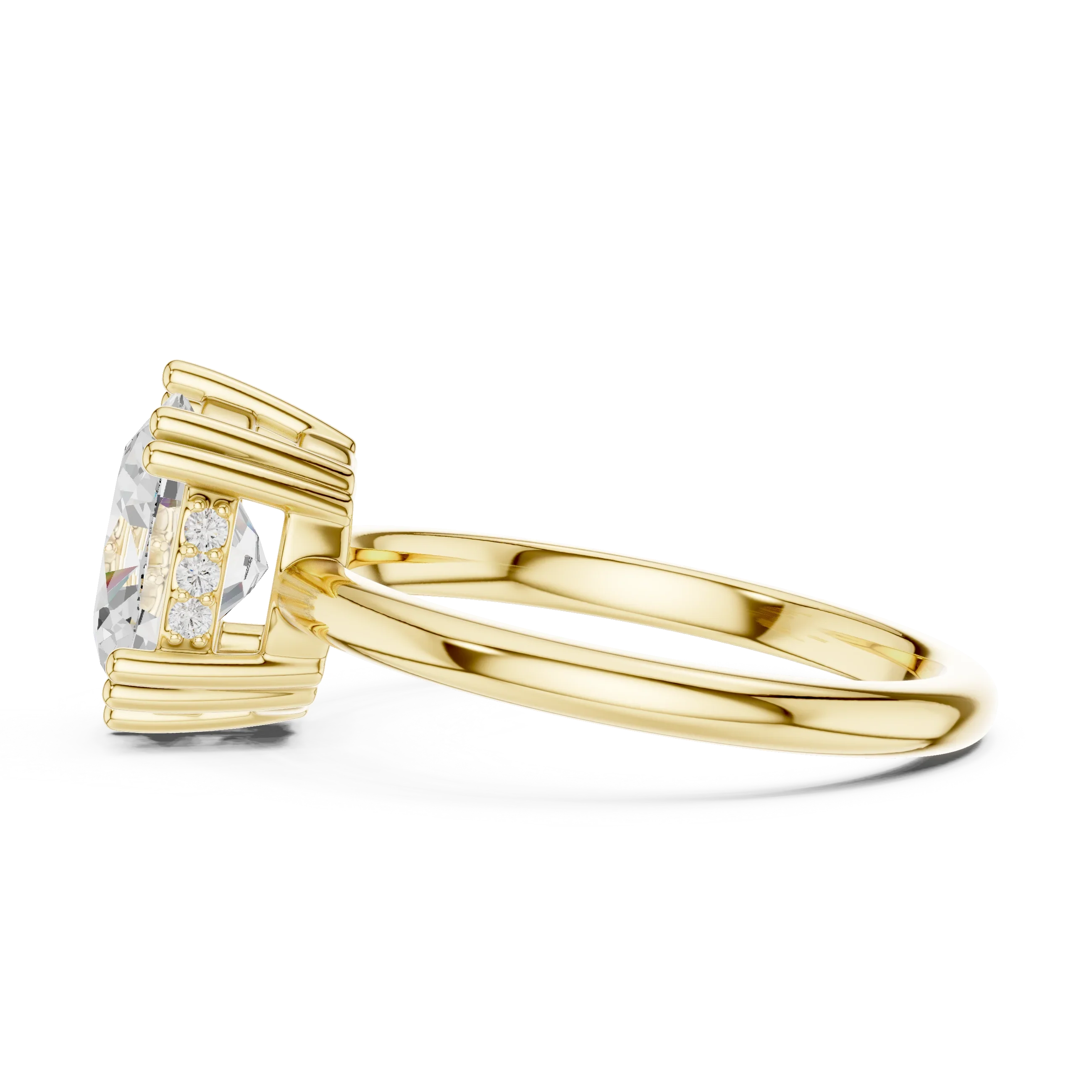 14K Yellow Gold 2.06 CTW Oval Cut Moissanite Hidden Halo Engagement Diamond Ring