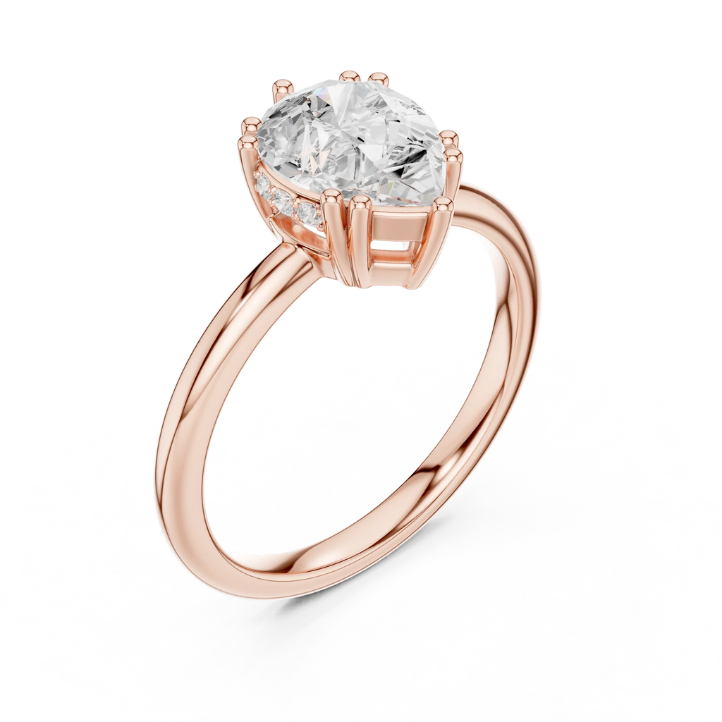 14K Yellow Gold 2.06 CTW Pear Cut Moissanite Hidden Halo Engagement Diamond Ring